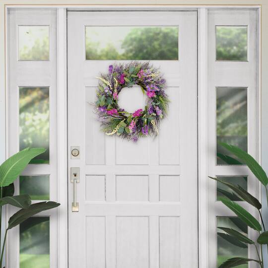 6 Pack: 24'' Green & Eucalyptus Floral Spring Wreath